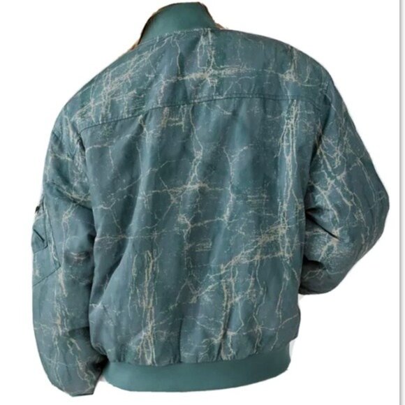 BDG Light Green Marble Print Puffer Bomber Jacket Size S - Picture 7 of 16
